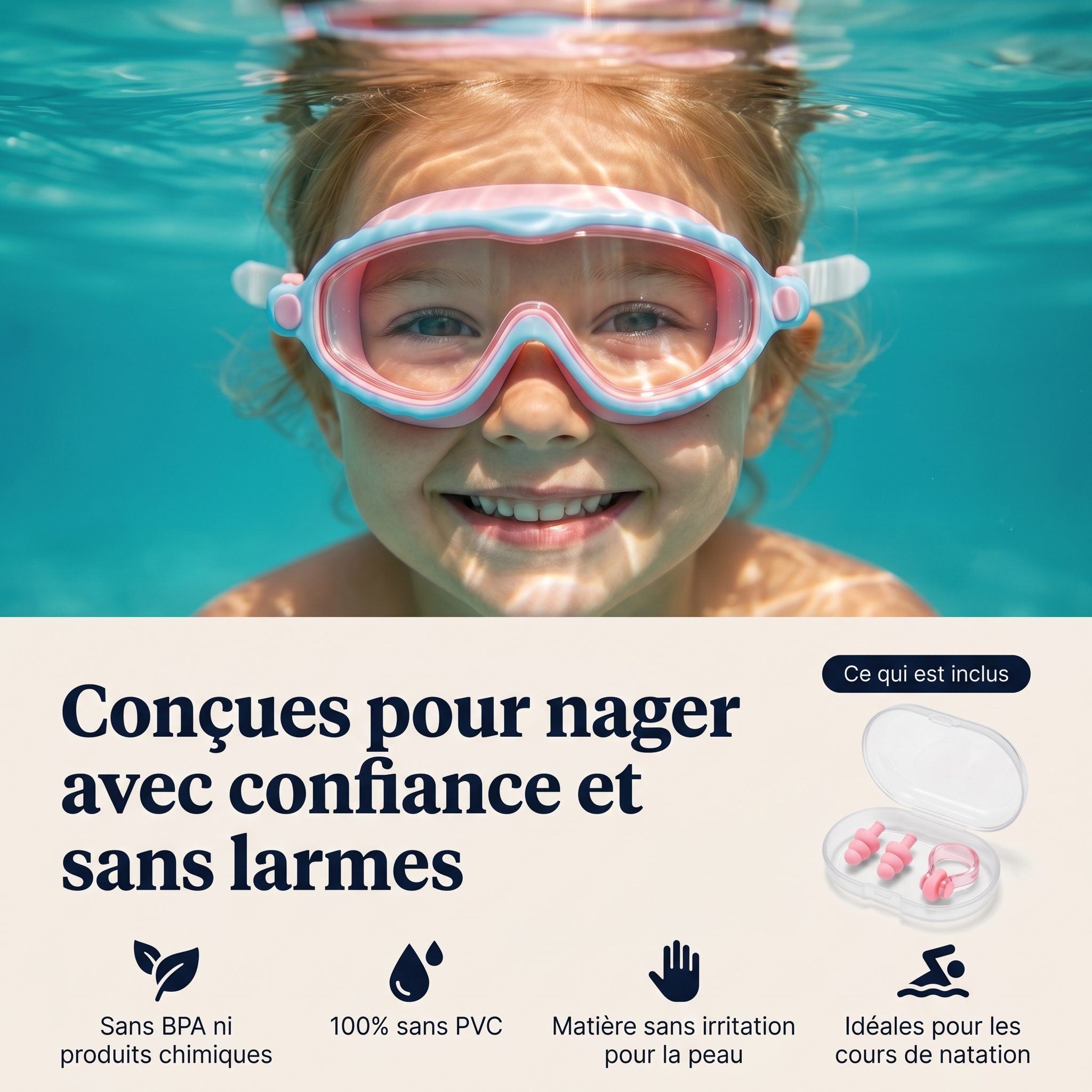 Lunettes de natation enfant anti-fuite et anti-buée